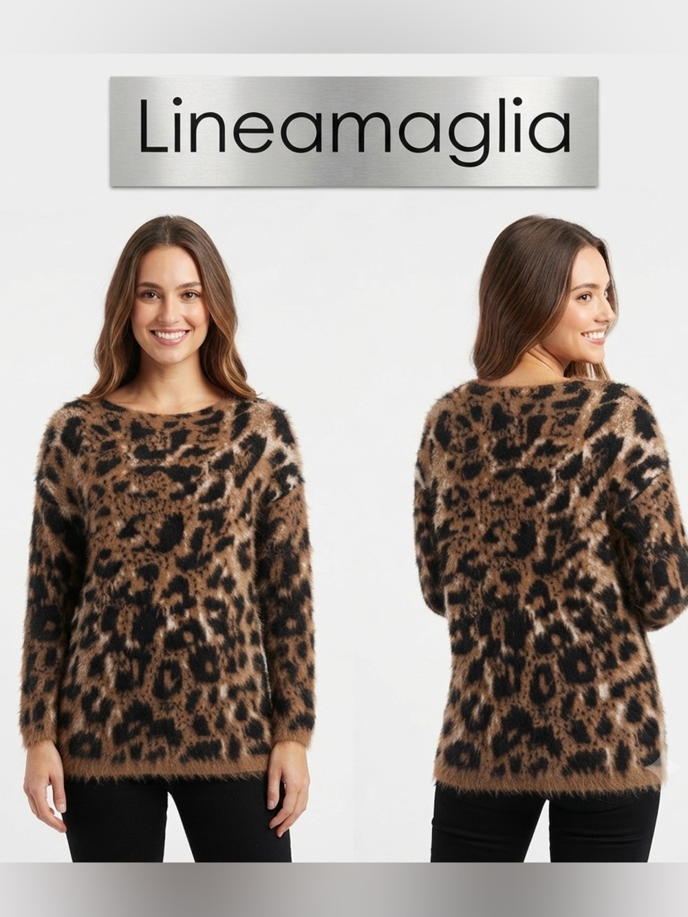 Lineamaglia Mohair Blend Animal Print Sweater XS